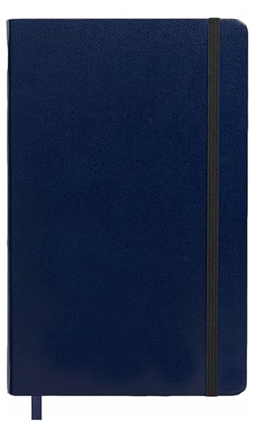 AccuPrints Hard Bound Diary or 5.8 * 8.3 inches Notebook Diary with Elastic Lock PU Leather Pages 200 for Office Parent (Navy Blue)