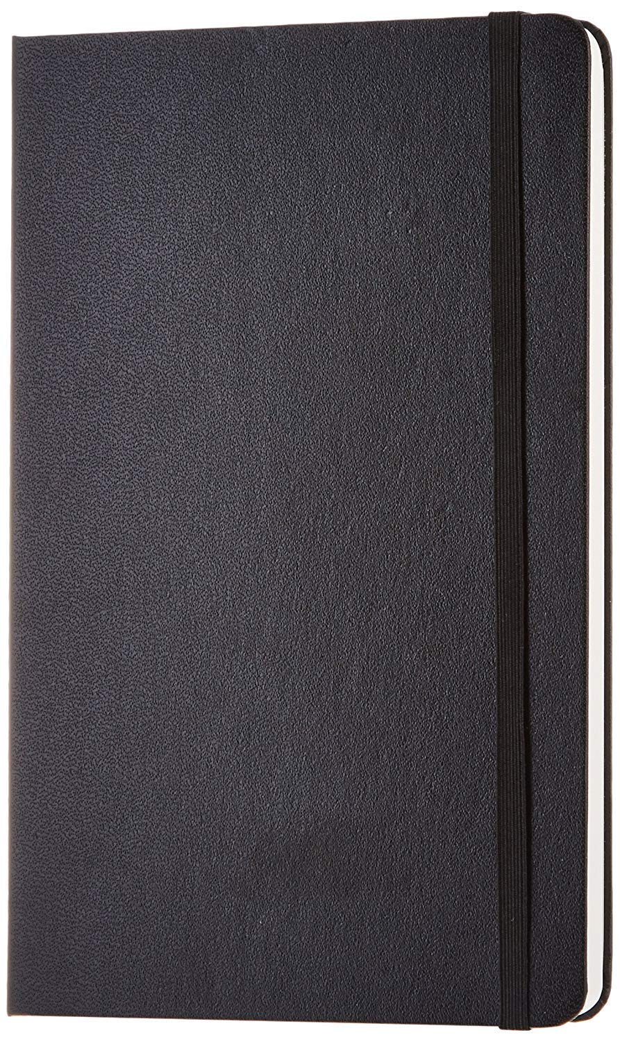 AccuPrints Hard Bound Diary or 5.8 * 8.3 inches Notebook Diary with Elastic Lock PU Leather Pages 200 for Office (Black)