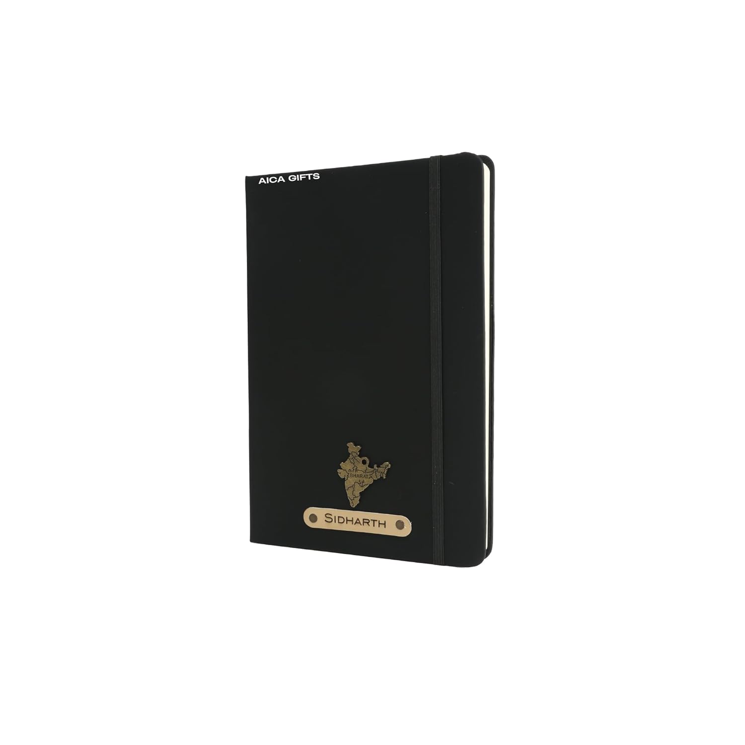 AICA Personalized Name & Charm Leather Notebook Diary - A5 Size, 180 Ruled Pages (Black) | Customized Christmas Secret Santa Happy New Year Gifts Daily Office Journal Diary for...