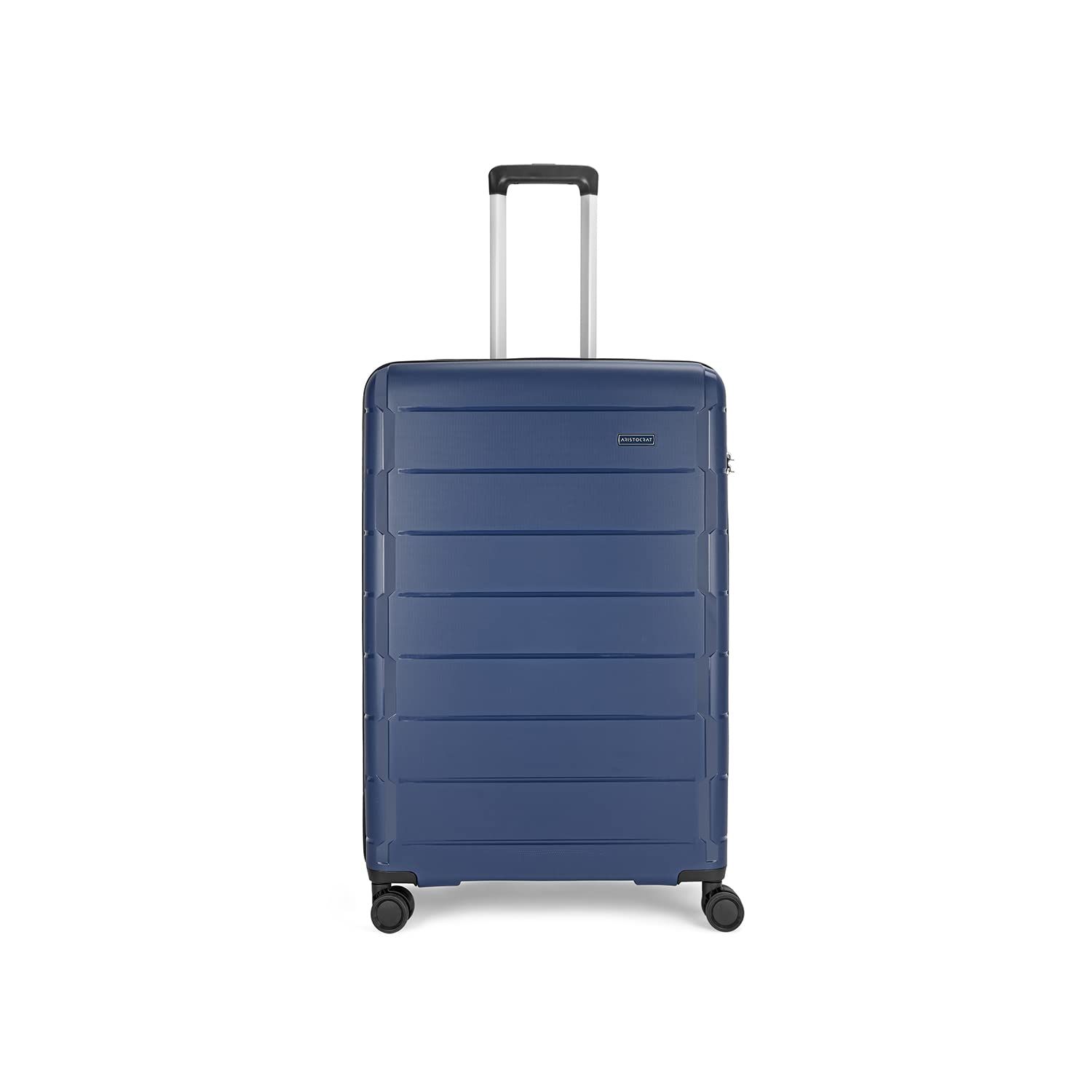 Aristocrat Jude 56Cm Polyester Hard-Sided Small Cabin Spinner Luggage Trolley Bag with 8 Wheels (Blue)