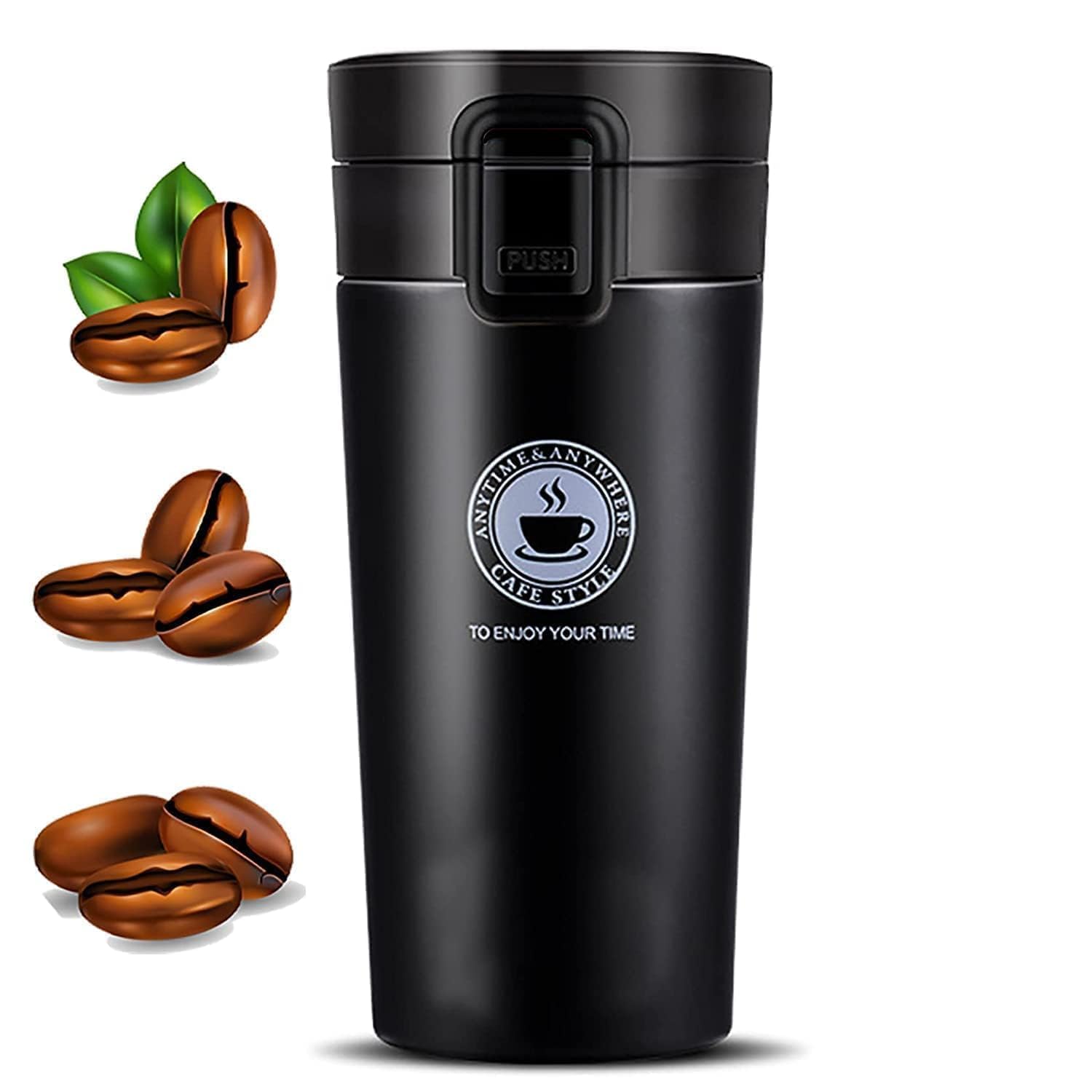 ASTIKAYA Hydra Coffeemate 380 ml Stainless Steel Travel Mug | Double Wall Vacuum Insulated, Black | 8 Hrs Hot & 14 Hours Cold | Ideal for Personal & Corporate Gifting (Insulated...