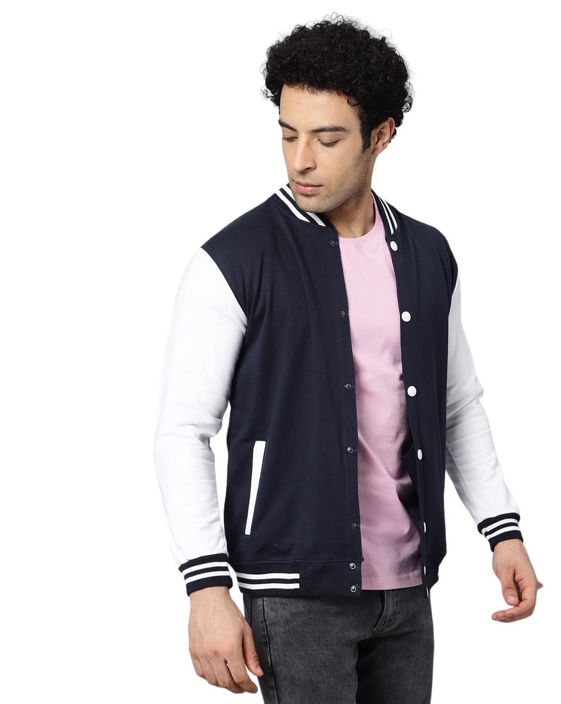 BE SAVAGE Men's Cotton Blend Standard Length Bomber Jacket