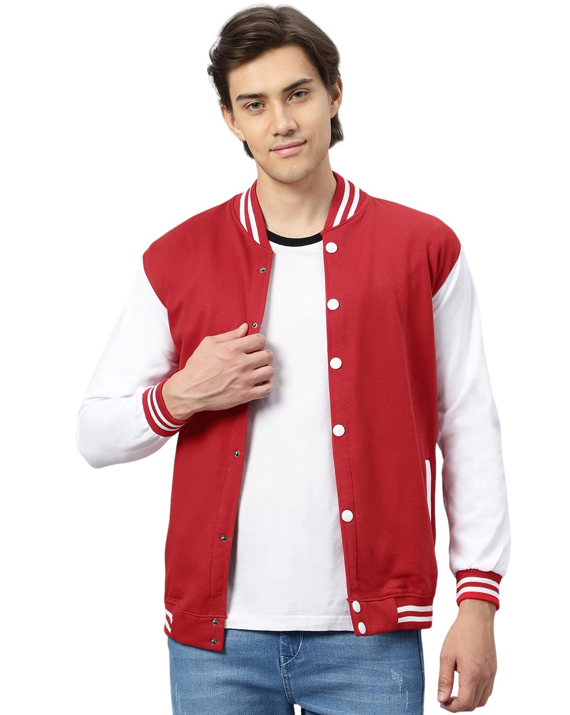 BE SAVAGE Men's Cotton Blend Standard Length Bomber Jacket