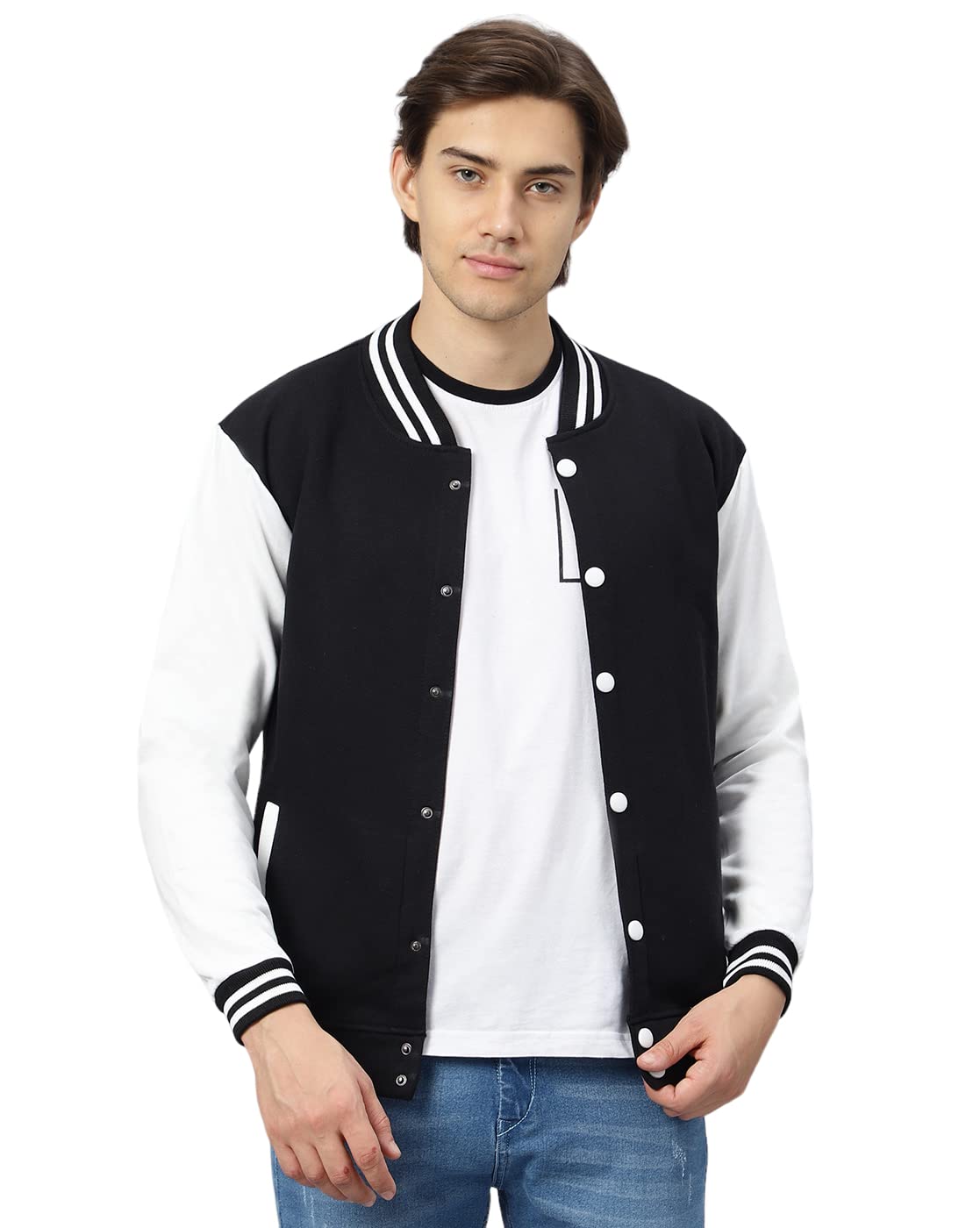 BE SAVAGE Men's Cotton Blend Standard Length Bomber Jacket