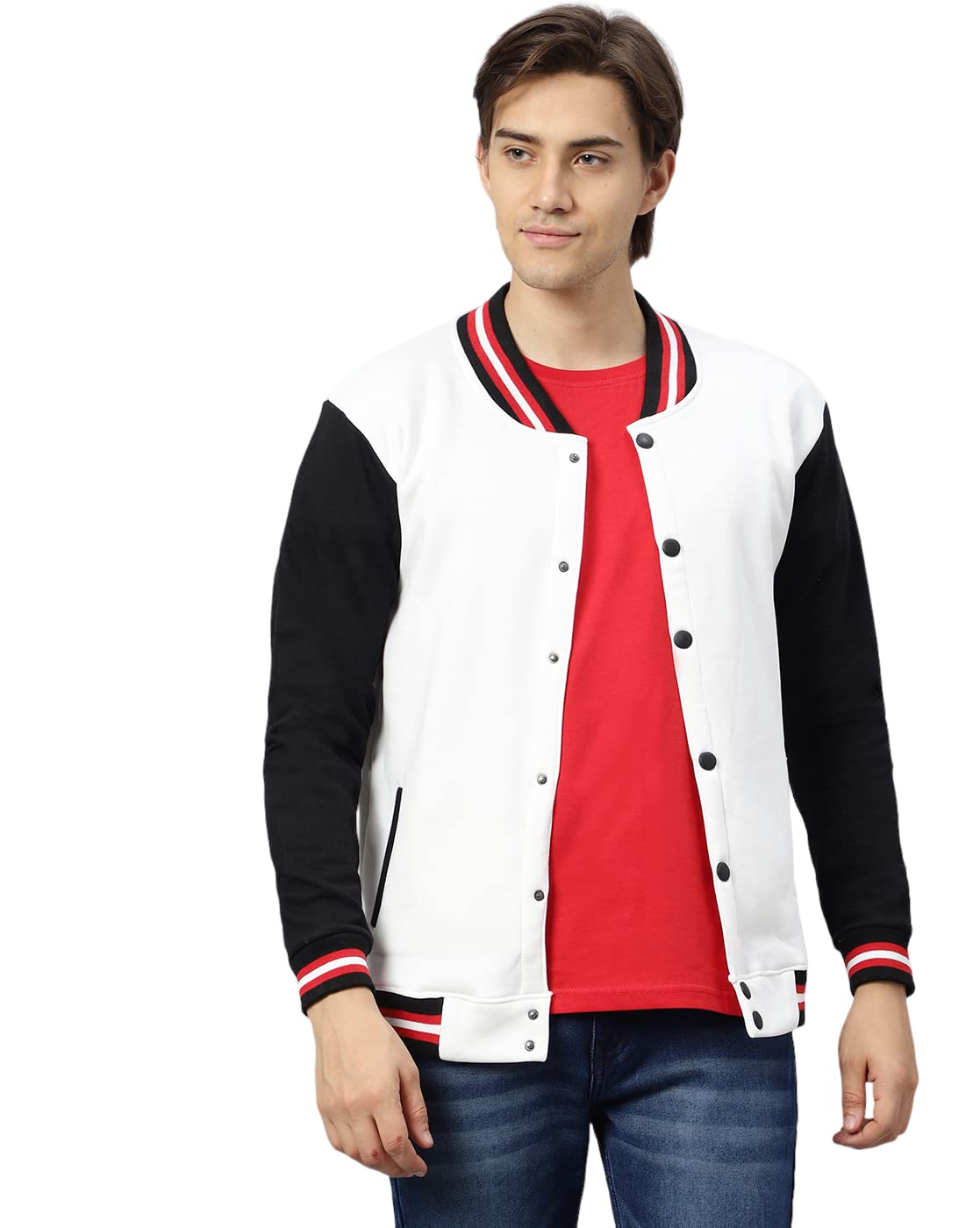 BE SAVAGE Men's Cotton Blend Standard Length Bomber Jacket