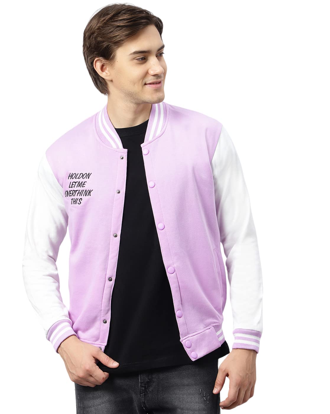 BE SAVAGE Men's Cotton Blend Standard Length Bomber Jacket