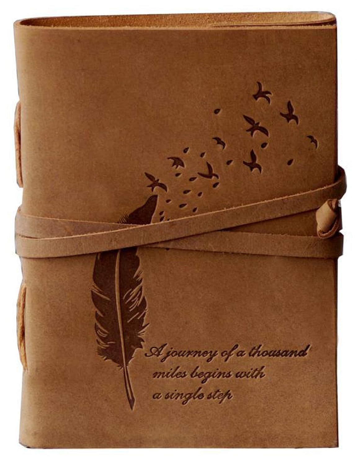 CAVALO - Be Unique Leather Diary Embossed With Leaf of Tree & a Quote Antique Handmade Leather Bound Diary cum Notepad for Men and Women Plain Paper of 5×7 Inch Size 240 Pages...