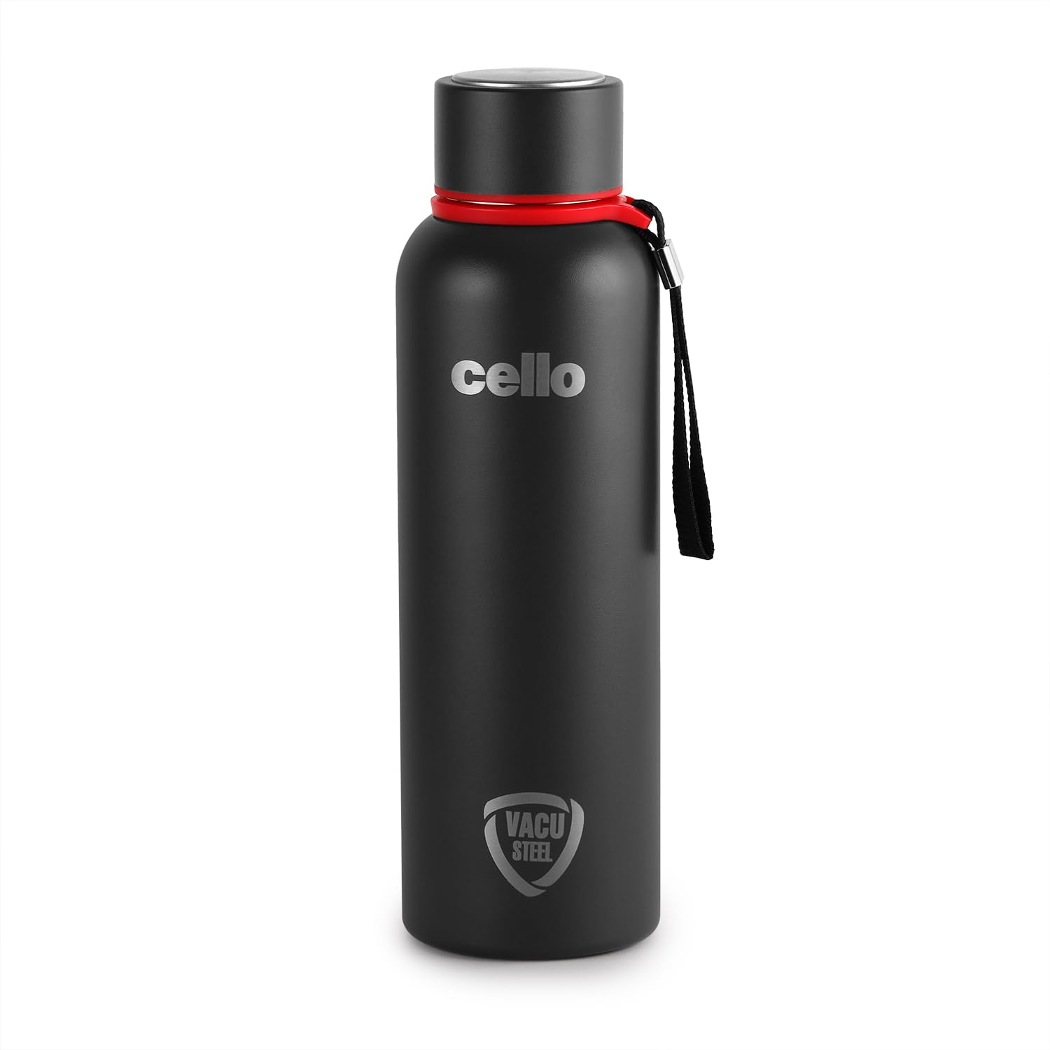 Cello Duro Kent Thermosteel Water Bottle 750ml, Black | ISI Certified | 24 Hours Hot & Cold Flask | Double Walled Vacuum Insulated Bottle | Ideal for Personal Use, Corporate &...