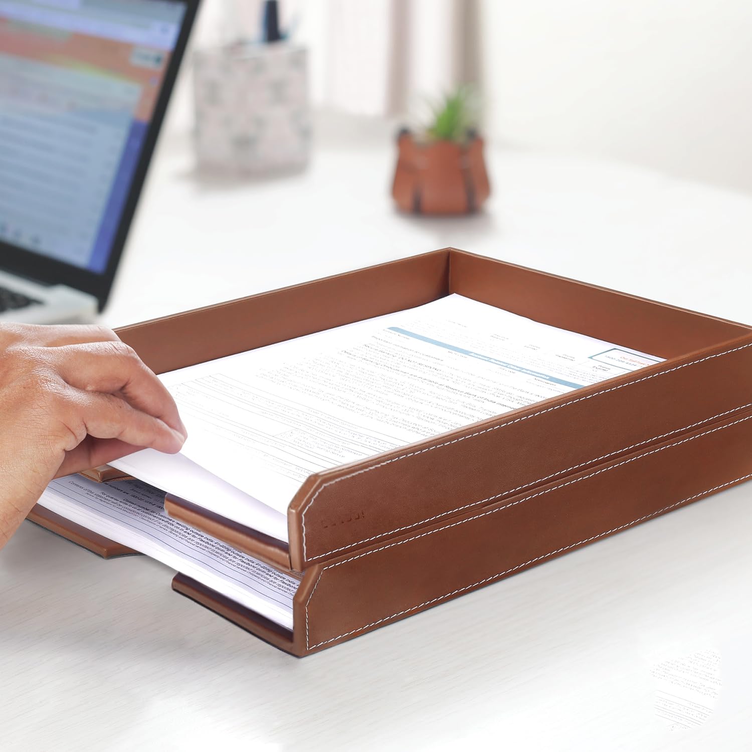 CLADD INTERNATIONAL Vegan Leather A4 Size Document Holder for Home Office Hotel Corporate Use | Paper | File | Newspaper | Magazine | Perfect Organise Desktop Workplace Supplies...