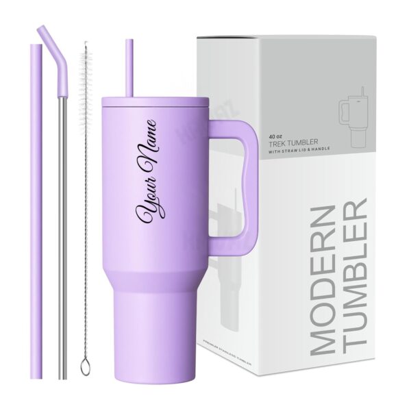 COMFYPOT Personalised with Your Name, 1200ml Tumbler with Straw - Handle – Stainless Steel Double Wall Insulated Cup | Leakproof Sipper Mug for Hot - Cold Drinks | Coffee -...