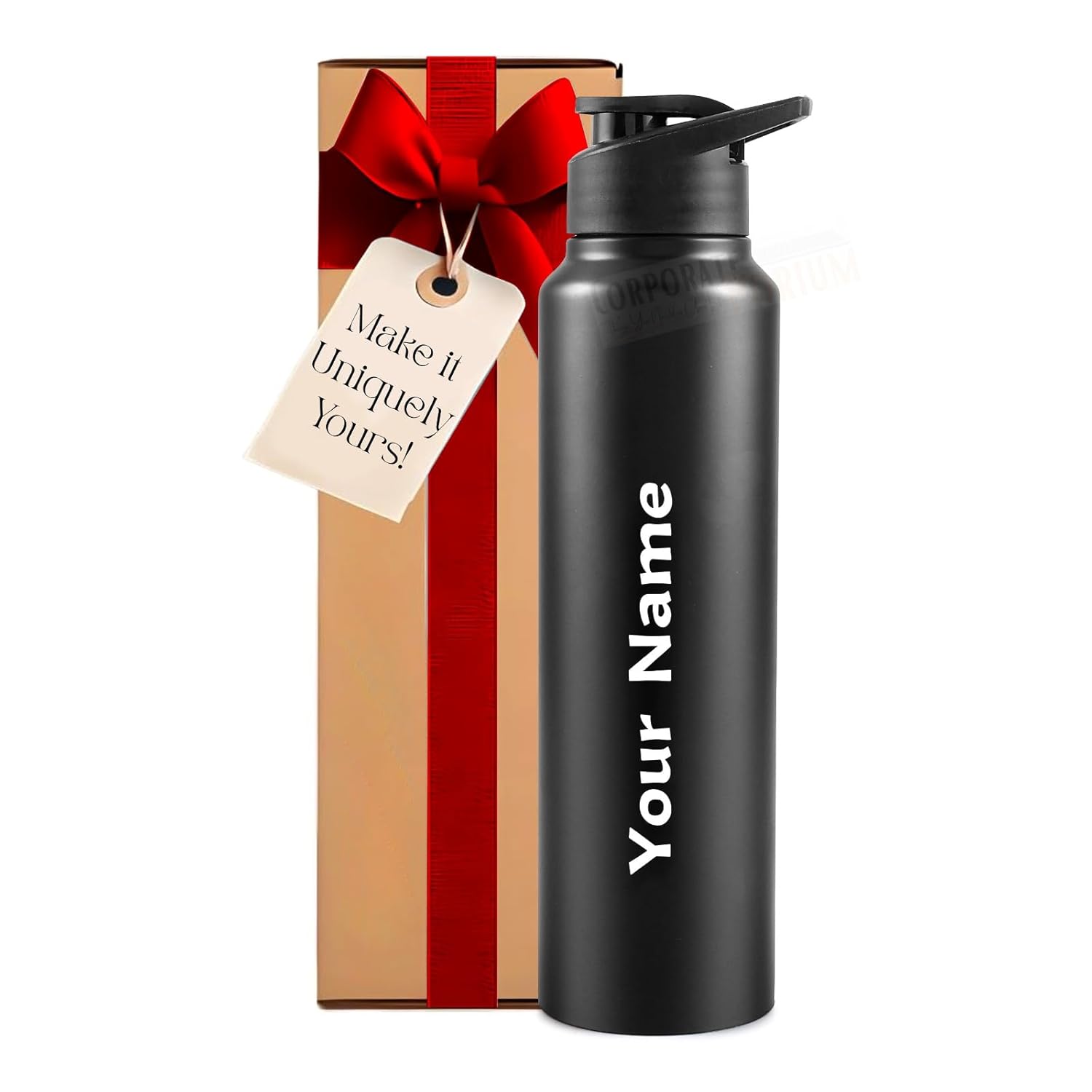 CORPORATE PORIUM Customised Water Bottles Stainless Steel Water Bottle 1 Litre Steel Water Bottles Sipper Bottle for School, Office, Gym 1 Litre Water Bottle for Men Leakproof,...