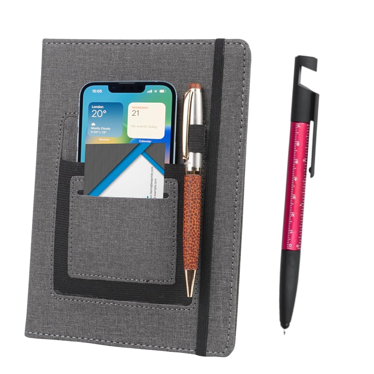 CORPORATE PORIUM Diary with Mobile & Card Pocket | Office Diary For Men & Women Along With Pen Loop & Elastic Fastener Lock (Dark Grey)