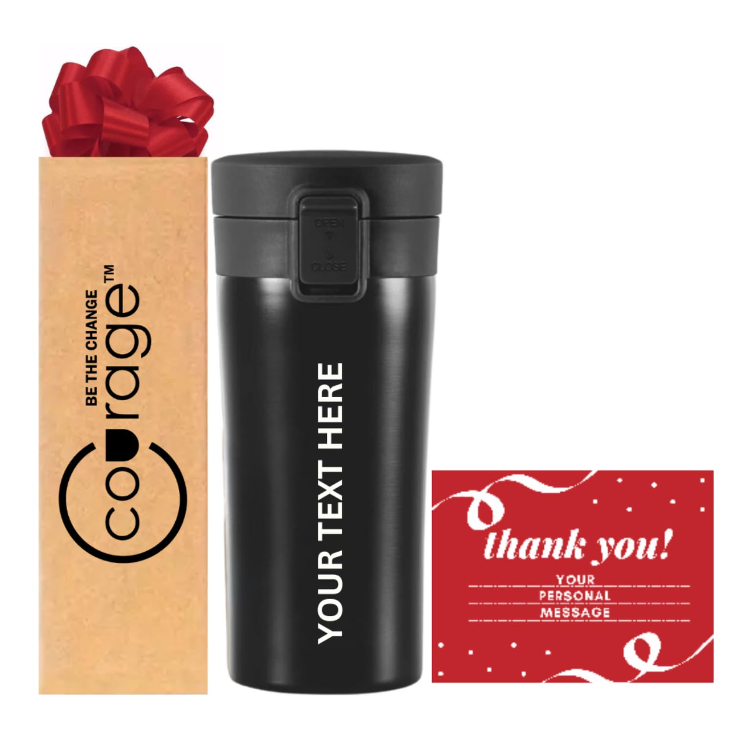 COURAGE ; BE THE CHANGE Insulated Stainless Steel Travel Coffee Mug – Double Wall Vacuum Insulated | Hot & Cold for 8 Hours – Perfect for Personal & Corporate Gifting | 500...