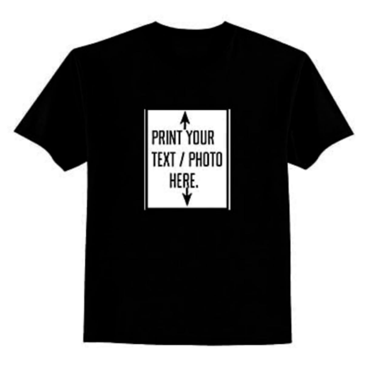 Customized and Personalized Photo On T Shirt for Mens and Womens Pure Cotton Black T Shirt.