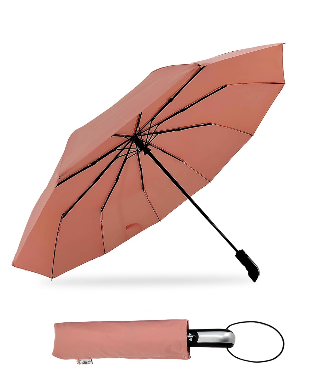 Destinio Umbrella for Men - Automatic Large Size Foldable Umbrella with Travel Cover for Man and women - 3 fold Windproof umbrella