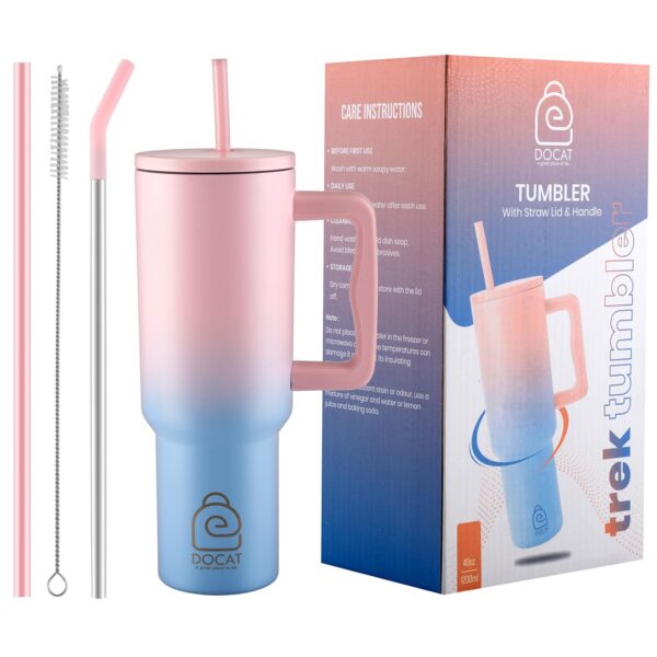 DOCAT 1200ML Stainless Steel Tumbler with Lid and Straw, Hot and Cold Double Insulated Sipper Mug, 100% Leak Proof Coffee Tumbler Cupholder for Office, Gym, Travelling (Cotton...
