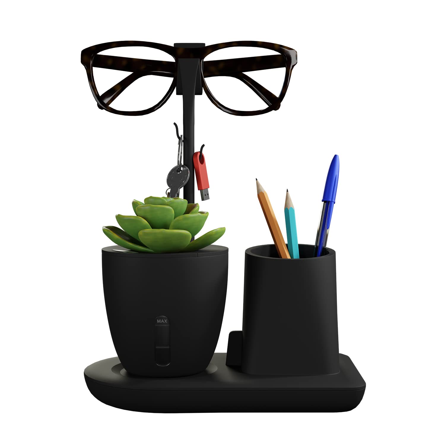 eo Pen Stand for Study Table with Self-Watering Plant Pot, Glasses & Smartphone Holder – Desk Organizer & Pencil Holder for Office, Home, Kids, Students, Study Room (Desk...