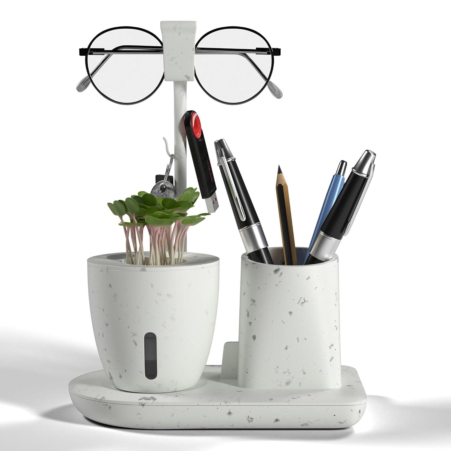 eo Pen Stand for Study Table with Self-Watering Plant Pot, Glasses & Smartphone Holder – Desk Organizer & Pencil Holder for Office, Home, Kids, Students, Study Room Desk Station...