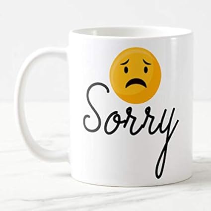exciting Lives - Emoji Sorry Coffee Mug - Cute Apology for Friends Boyfriend Girlfriend Husband Wife Siblings Ceramic Gift - 330ml