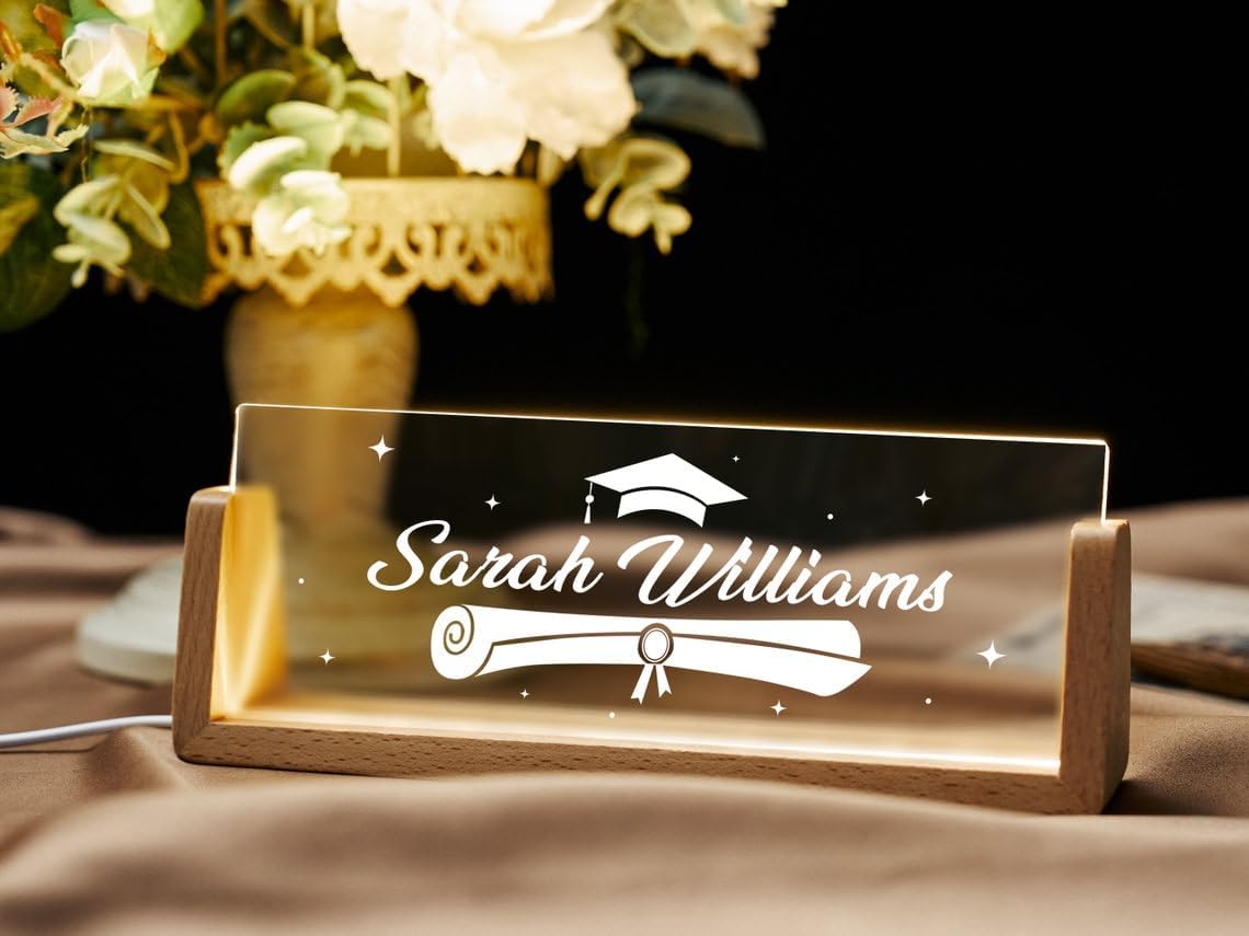 Graphicalmela LED Desk Name Plate with Holder | Acrylic Name plate for office, Gift for Doctor, Teacher, Advocate, Medical, office or Promotion Gift for corporates |...