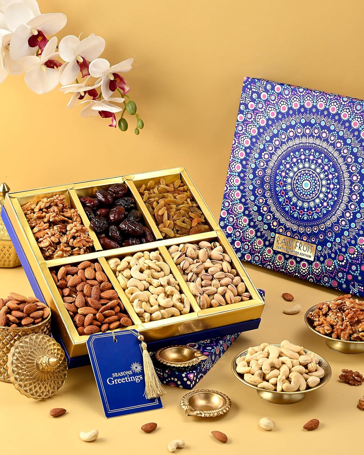 Hyperfoods® Diwali Gift Dryfruit Gift Box For Diwali Gift Items For Family And Friends DryFruits Gift For Employees Dry Fruits Combo Pack DryFruits Gift Box DryFruits