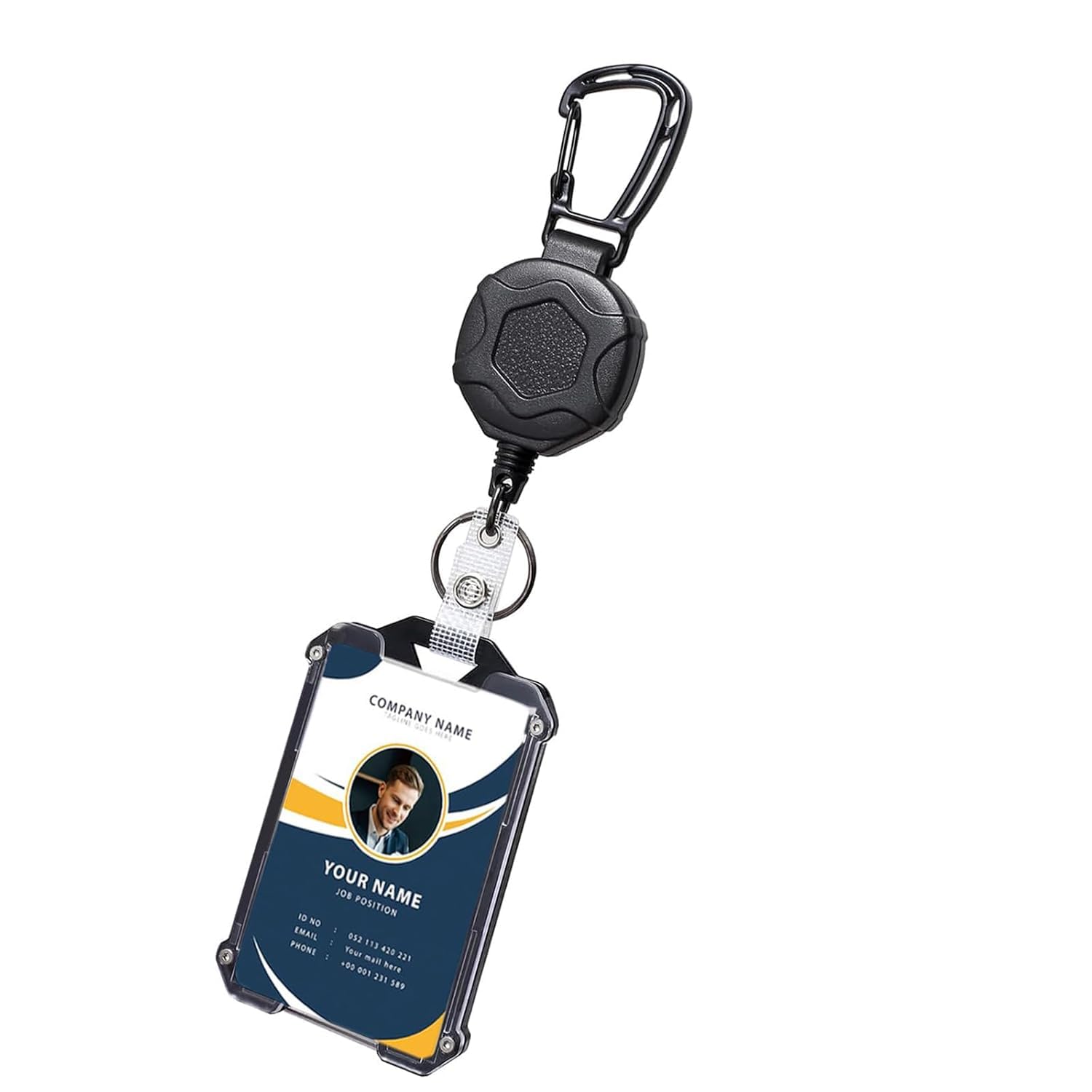Id Card Holder for Office, Id Card Pulley, Retractable Keychain with Id Card Holder Retractable Badge Holder Id Card Vertical Lanyard Holder with 31.5" Badge Reel Black