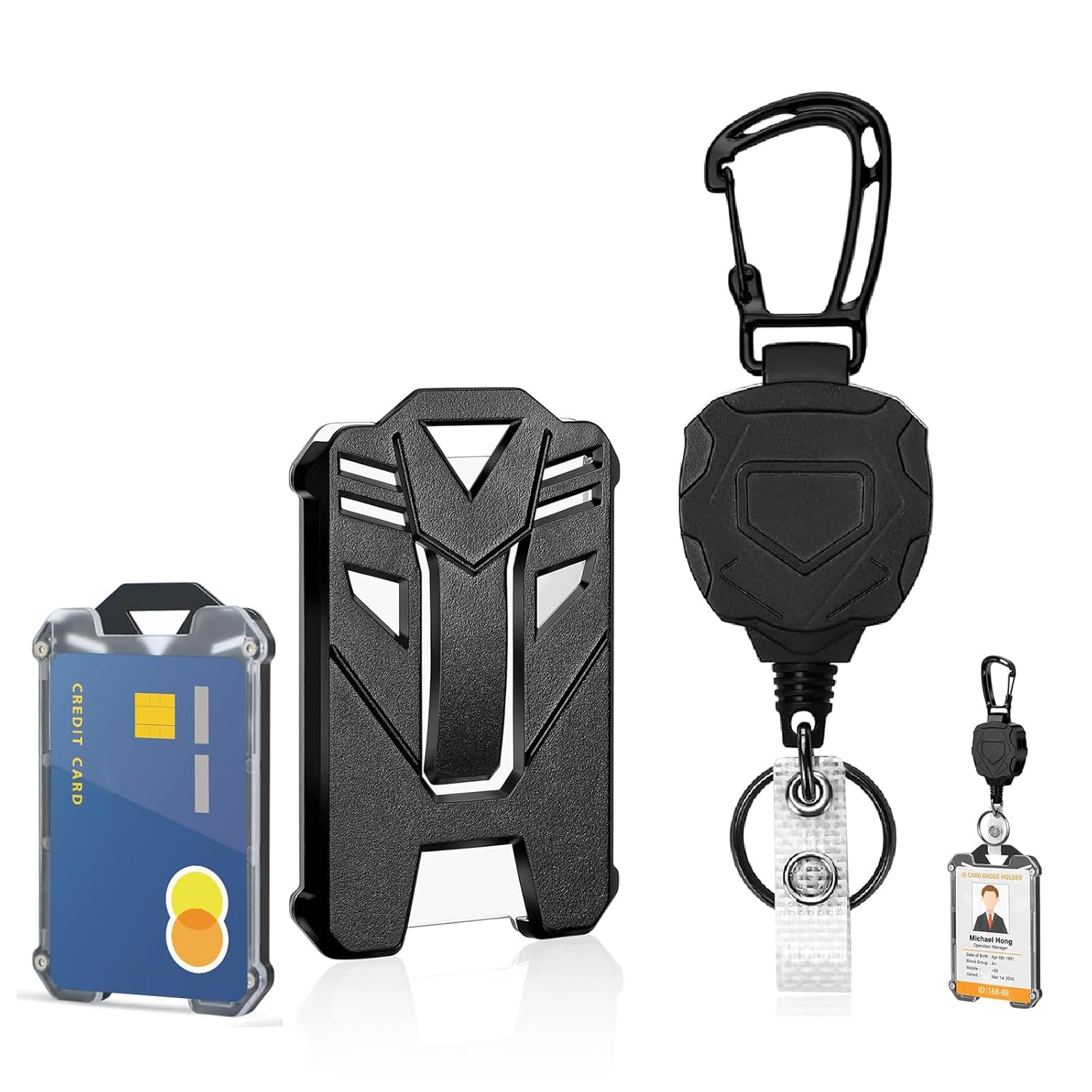 ID Card Holder for Office,Retractable ID Card Pulley with Keychain and ID Card Cover,Anti-Lost Heavy-Duty Keychain with 80 CM Retractable