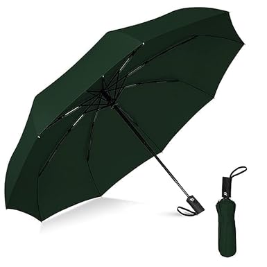 inulec Automatic Travel Umbrella - Stylish Windproof For Rain & Compact, Strong for Wind, Auto Open/Close Button, Travel-Friendly 3-Fold Design Perfect Umbrella for Men & Women