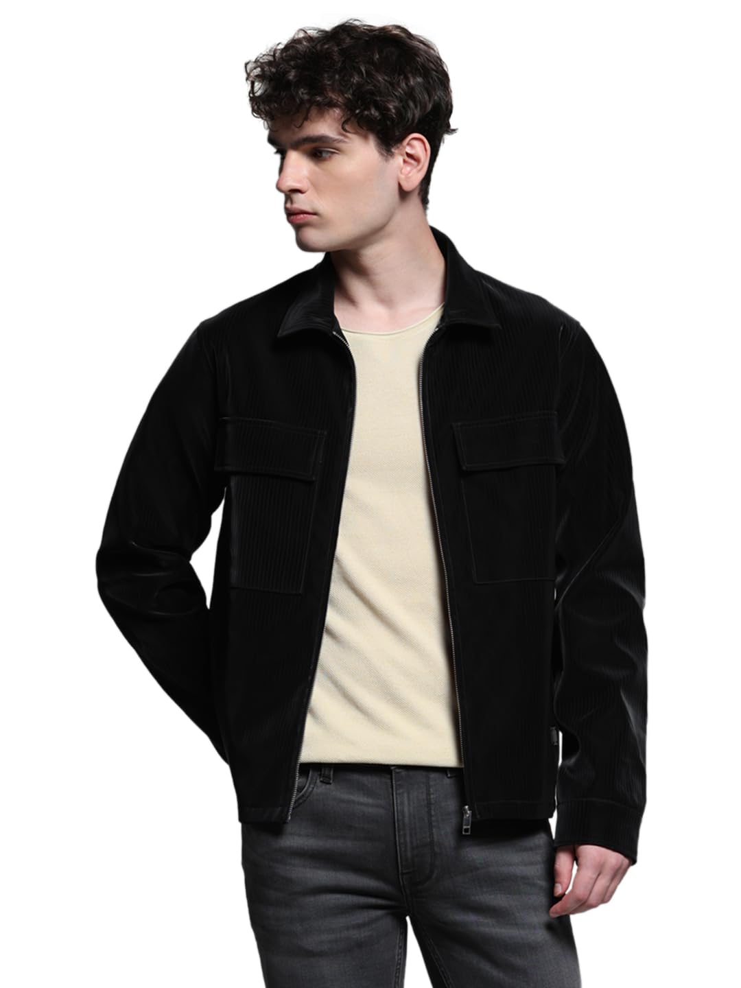 JACK & JONES Men's Polyester Standard Length A-Line Coat