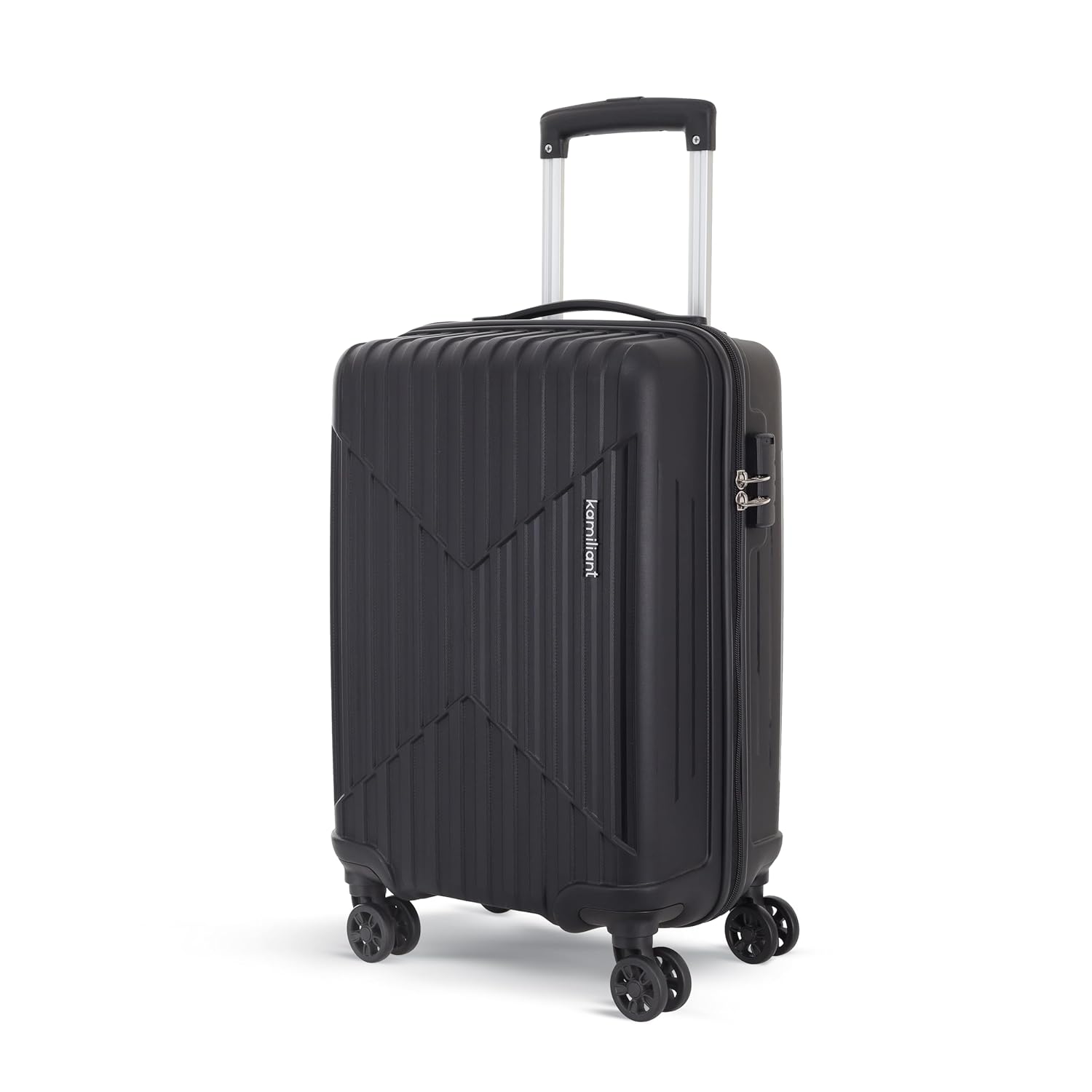 KAMILIANT by American Tourister Savvy 55 Cms Small Cabin (PP) Hard Sided 8 Wheels Spinner Luggage/Suitcase/Trolley Bag (Black) (Double Wheel)