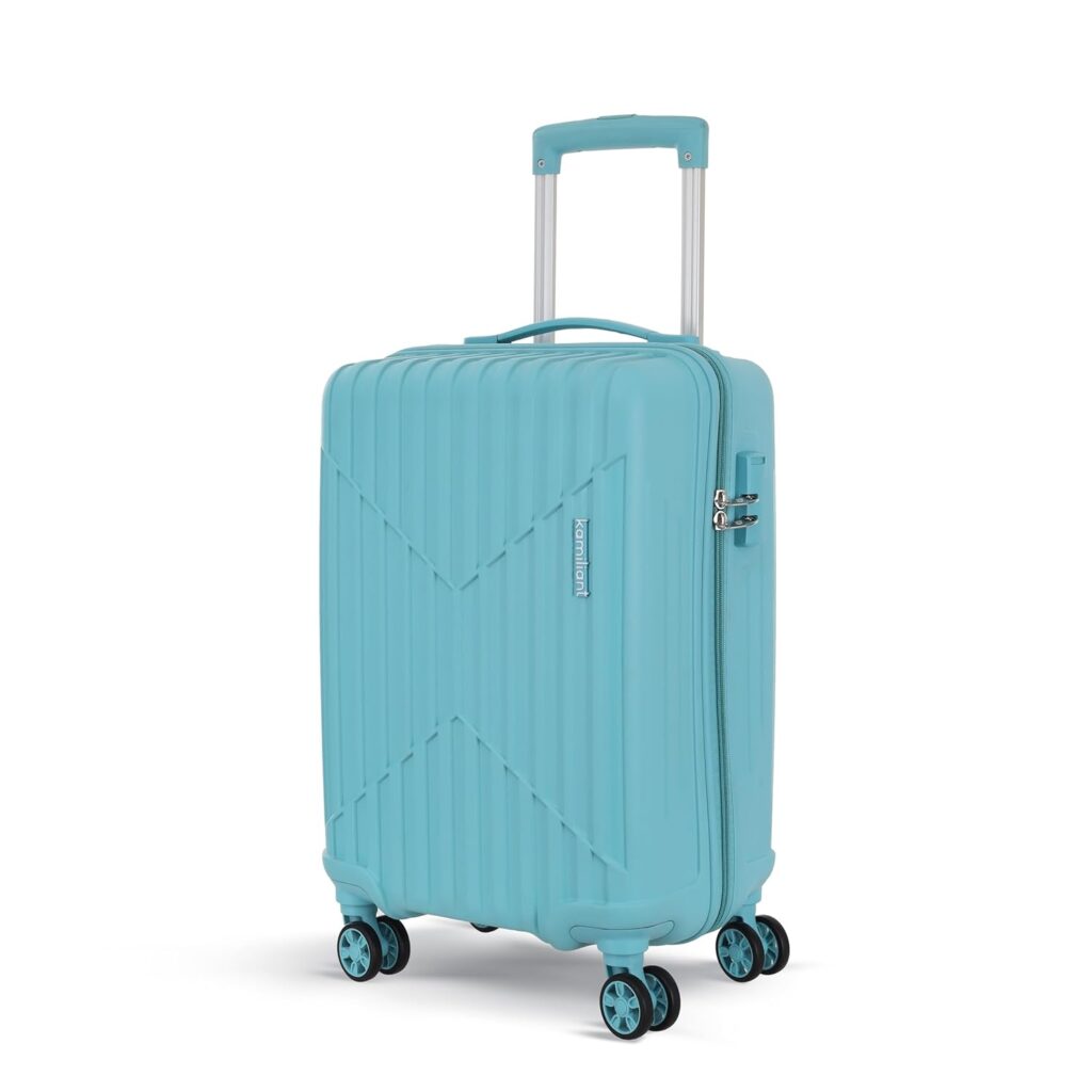 KAMILIANT by American Tourister Savvy 55 Cms Small Cabin (PP) Hard Sided 8 Wheels Spinner Luggage/Suitcase/Trolley Bag (Sea Blue) (Double Wheel)