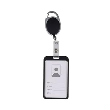 Lazybeee Aluminum Alloy ID Card Badge Holder with Yoyo Reel - A Stylish and Convenient Solution for Office Identification (Pack of 1, Black)