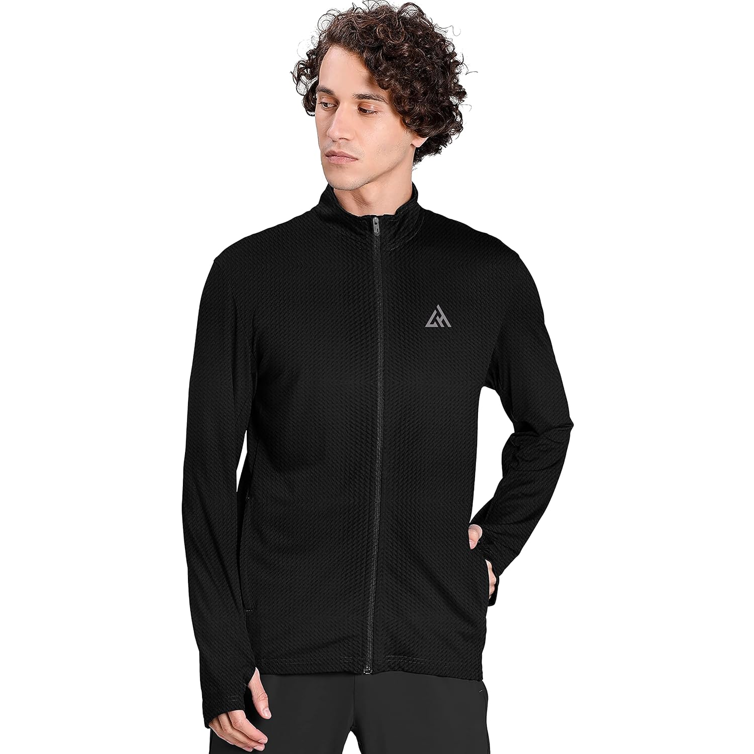 London Hills Men's Polyester High Neck Full Sleeve Full Zip with Pocket Solid Sports Track Standard Length Jacket