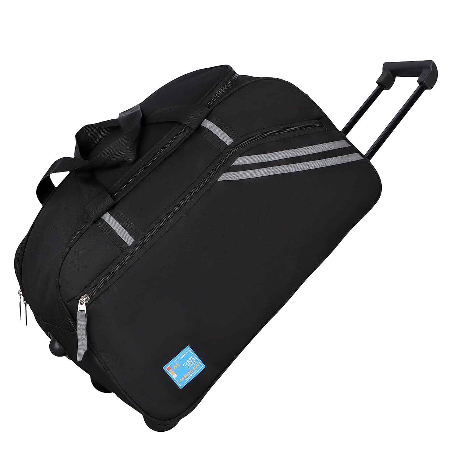 M MEDLER Oxter 65 Liters Polyester Trolley Duffle Bag-Luggage Bag- Black