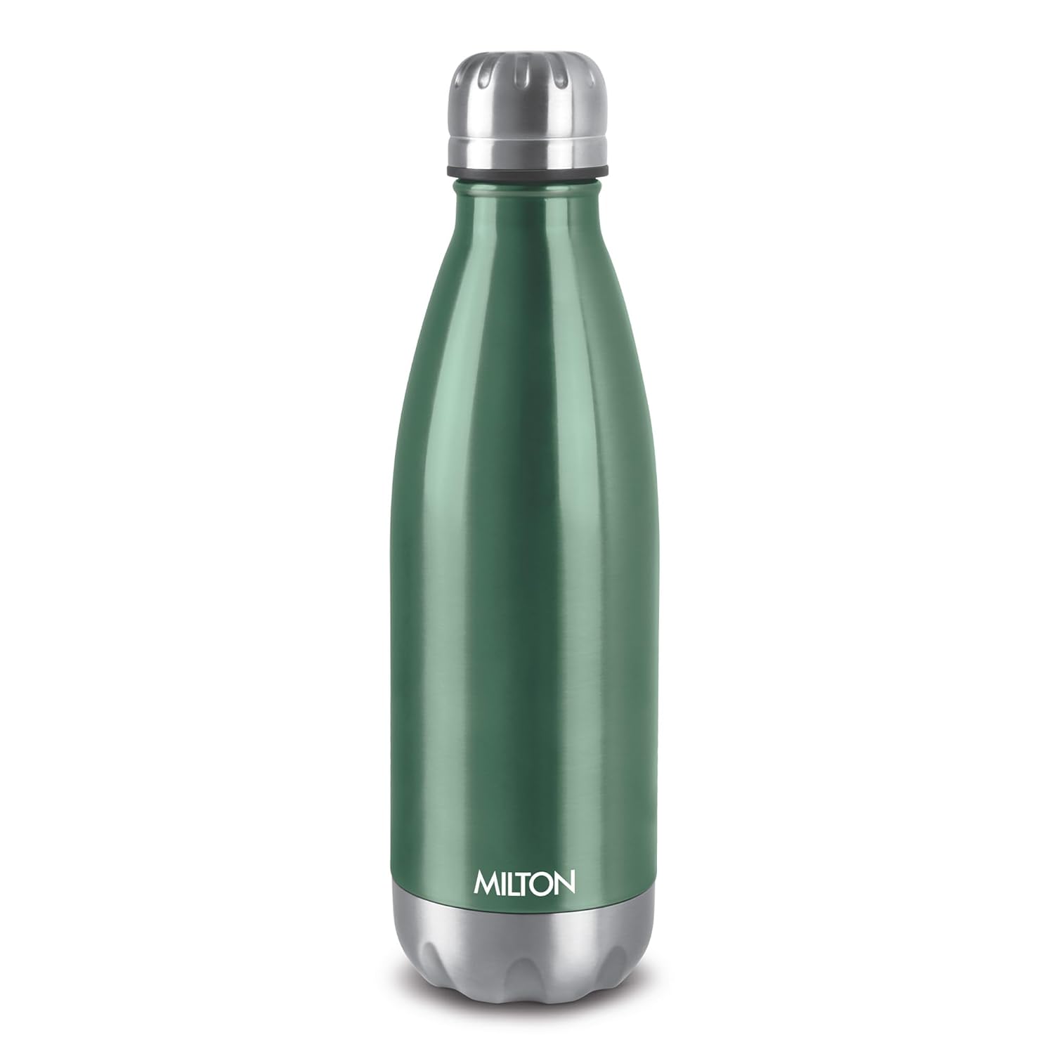 Milton Duo DLX 1000 Thermosteel Bottle, 1000 ml Water Bottles, 24 Hours Hot and Cold, Easy to Carry, Easy Grip, Rust Proof, Tea, Coffee, Office, Travel Bottle, Matt Green