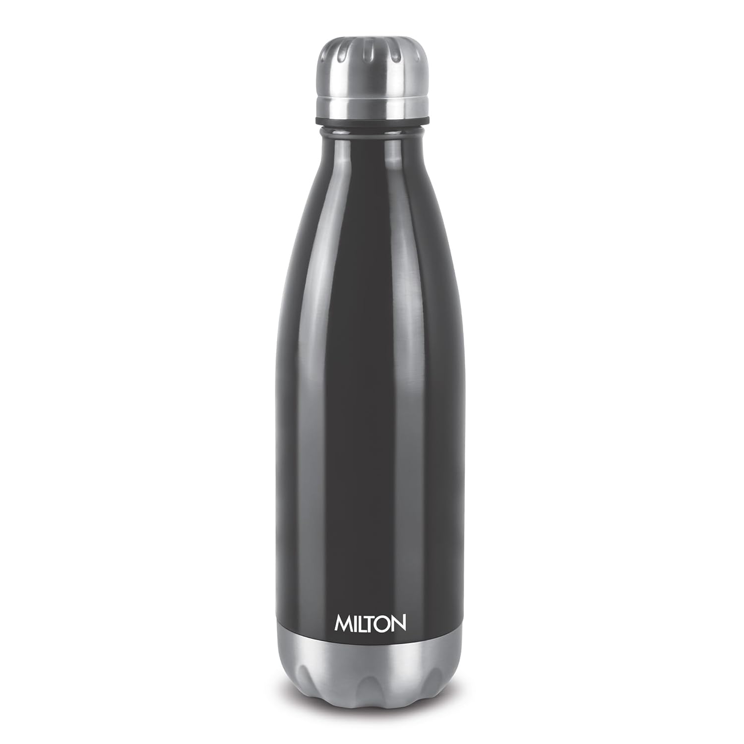 Milton Duo DLX 1000 Thermosteel Bottle, 1000 ml Water Bottles, 24 Hours Hot and Cold, Easy to Carry, Easy Grip, Rust Proof, Tea, Coffee, Office, Travel Bottle, Matt Black