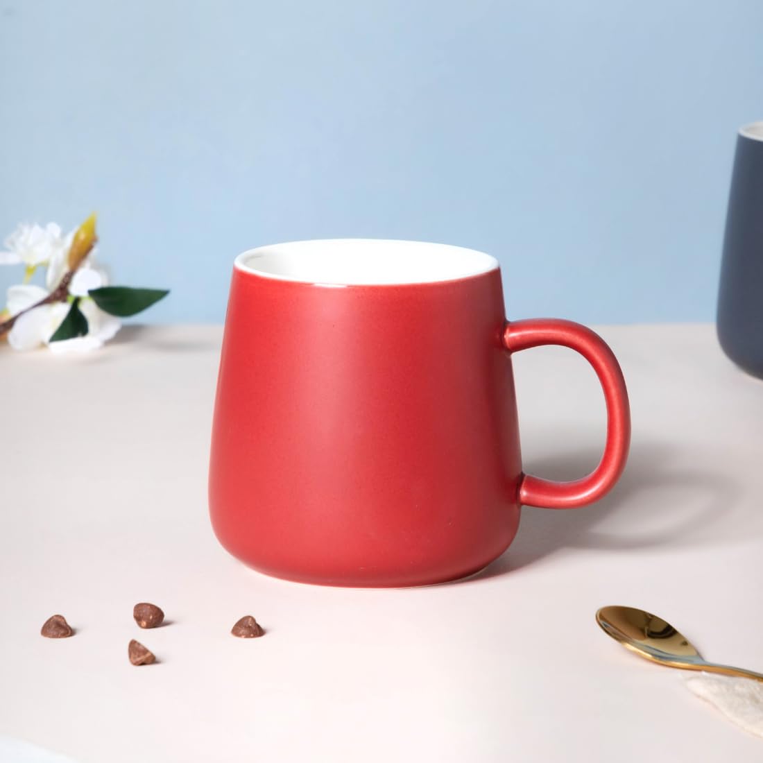 Nestasia Matte Finish Coffee Mug | Microwave & Dishwasher Safe Ceramic Tea Cup | Perfect for Latte, Americano, Cappuccinos, Tea Bag & Beverages (Red, 350ml)