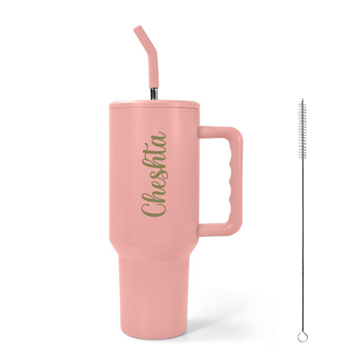 Nispruhay Customize Name Tumbler Sipper Mug with Handle and Straw Lid Travel Coffee Mug Vacuum Insulated Portable Personalize Your Logo Name Drinking Cup for Office Gym...