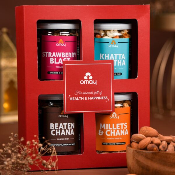 Omay Foods Supreme Treats Gift Box | Healthy Gift Hamper with Gourmet Snacks | Corporate Gifts for Clients & Employees | Housewarming Gifts | Party Return Gift | Premium Snack...