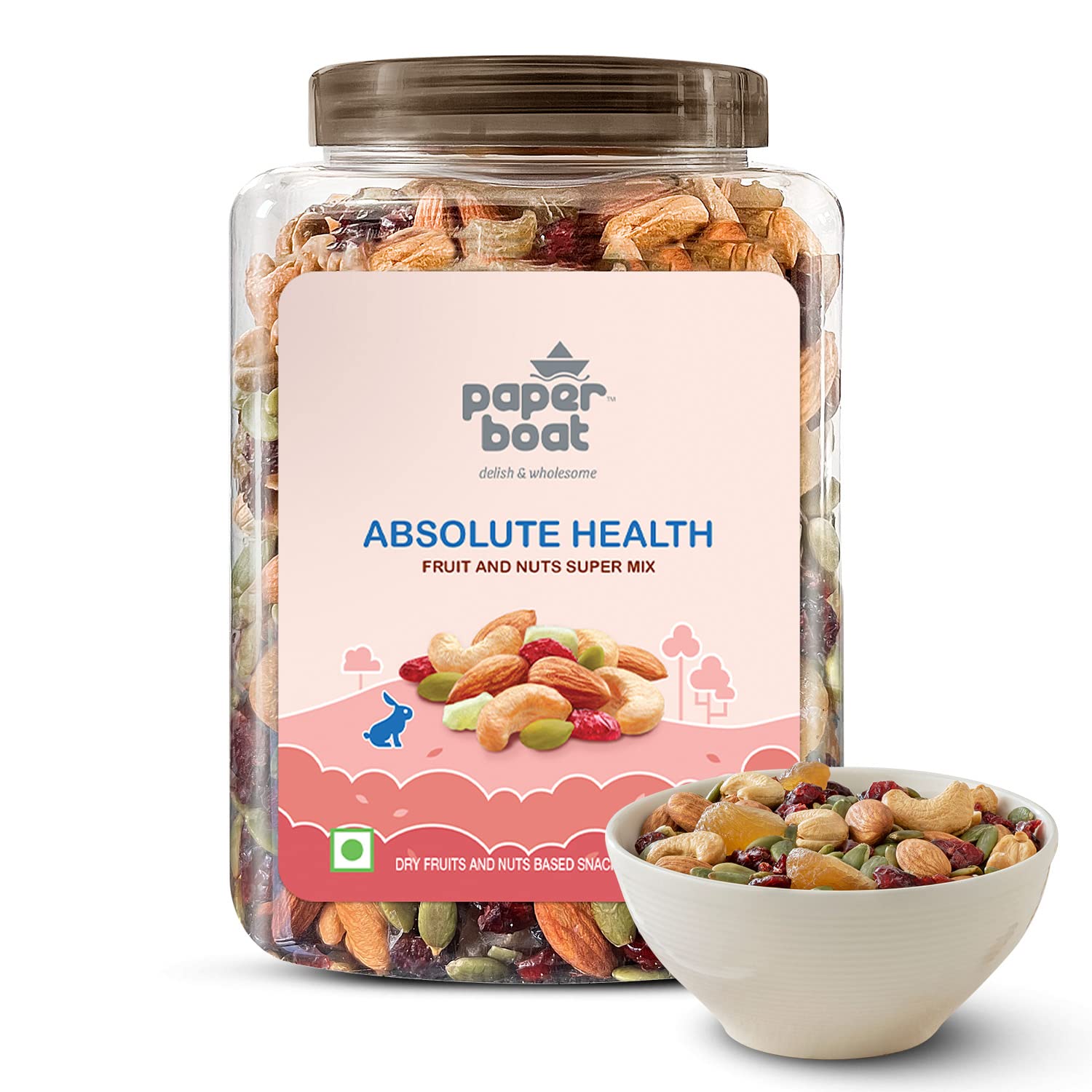 Paper Boat Absolute Health Dry Fruits Mix, Premium Trail Mix | Healthy Mixed Nuts with Dry Fruits | Almonds | Cashews | Cranberry | Pumpkin Seeds | Candied Amla, Reusable Jar...