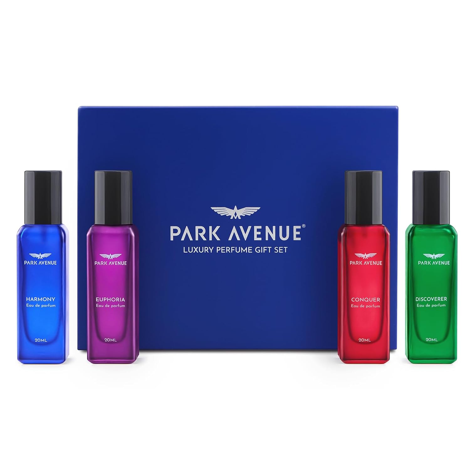 Park Avenue Luxury Perfume Gift Set for Men, 4x20 ml | Euphoria, Conquer, Harmony & Discoverer Perfume | Eau De Parfum | Premium Luxury Perfume for Corporate Man | Perfume for...