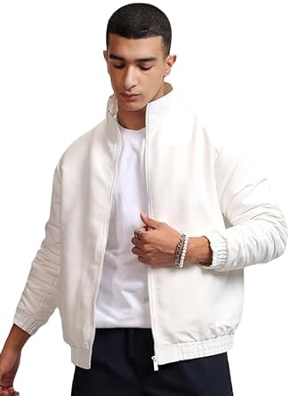 PERFECT PRODUCTIONS Casual Jacket,White Jacket,Men Winter Jacket,Stylish Jacket,Light Weight Jacket,Full Sleeve Polyster Bomber Jacket,Jacket For Men,jacket05.