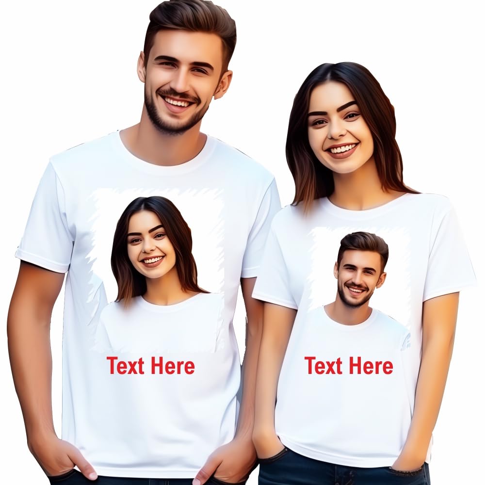 Personalized, Customized Photo T-Shirt | Color- White | Sleeve-Half | Material- Cotton Mix Fabric, T-Shirts for Kids, Boys, Girls, Men, Women,