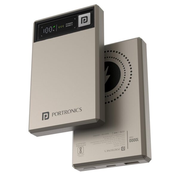 Portronics Luxcell MagClick 10k 10000 mAh 15W Magnetic Wireless Fast Charging Nano Power Bank Premium Finish, 22.5 Wired Output Compatible with iPhone 12 & Above,Type C...