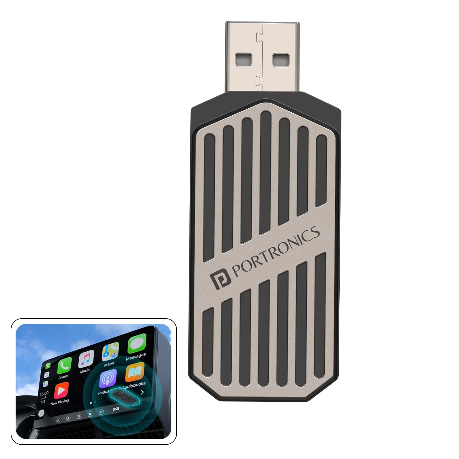 Portronics Tune, 2-in-1 Wireless Car Receiver, Converts Wired Auto Android & CarPlay to Wireless, Bluetooth Connectivity, Only for Cars with OEM Installed Wired Android...