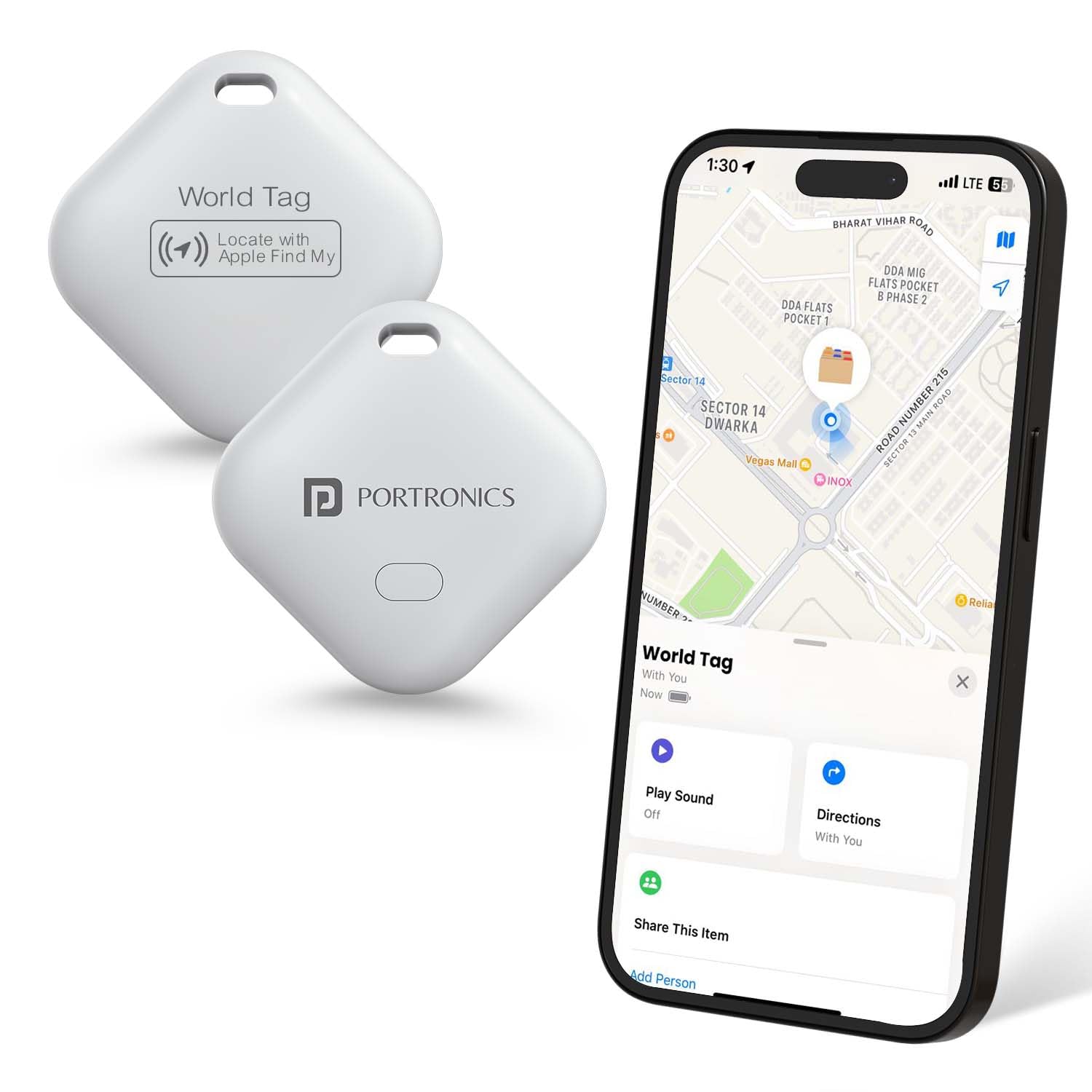 Portronics Worldtag Item Finder with Upto 1 Year Battery Life, Bluetooth Tracker,MFi Certified, Item Locater for Keys, Wallets, Luggage, Pets, Gadgets etc,Only iOS Compatible...