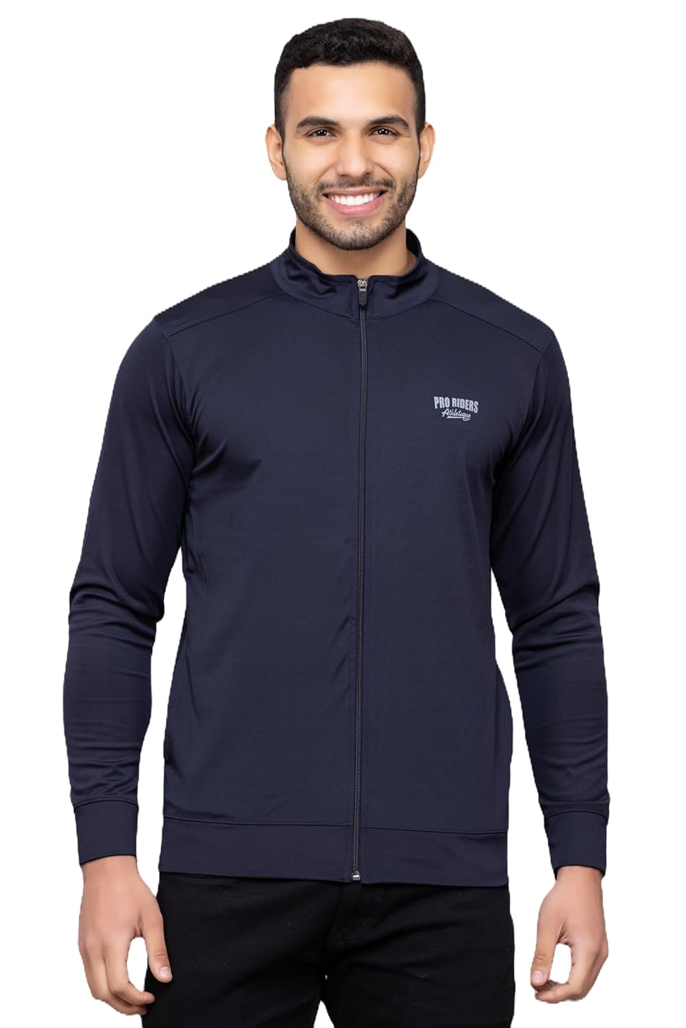 PRORIDERS Lycra Dri-Fit Solid/Plain Men's Full Sleeve Front Zip Sports Biker/Gym Jacket with Side Pockets