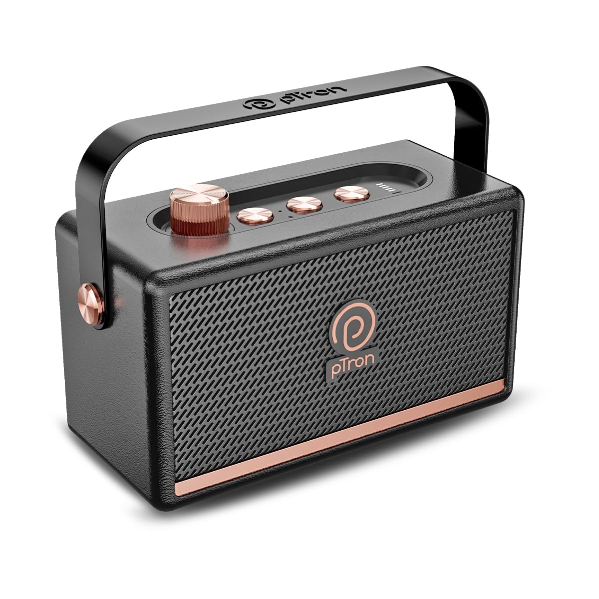 pTron Fusion Pro Retro Signature 20W Bluetooth Speaker with Pristine Sound, 8 Hours Playtime, Dual Drivers, Playback via BT5.3/USB/TF Card, Easy Controls, Portable Speaker &...