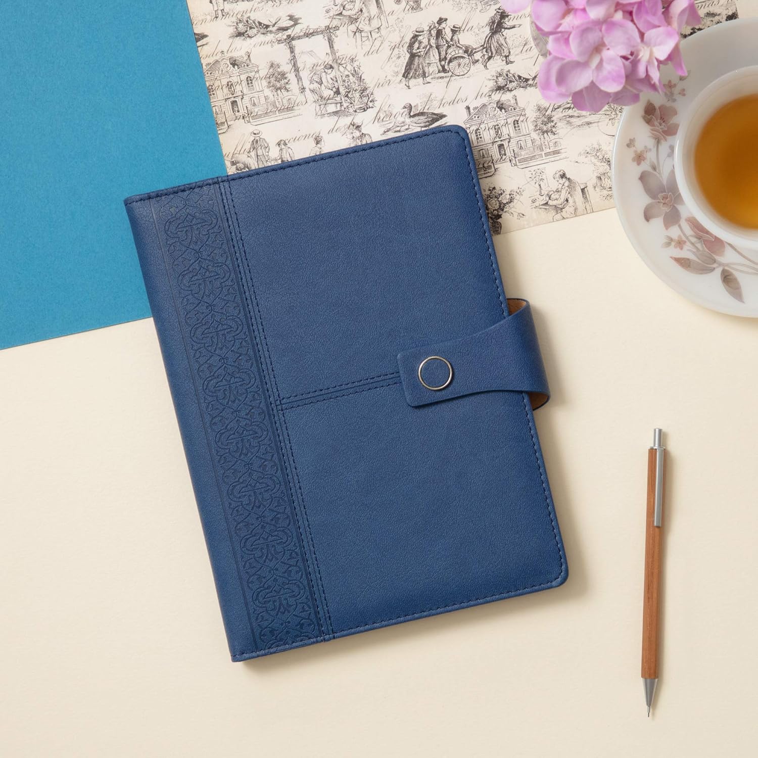 REGAL A-5 PU Leather Stylish & Durable Hardcover Notebook Diary Journal with Magnetic Flap Closure and Pen Holder, 192 pages, 80 gsm (Cobalt Blue)