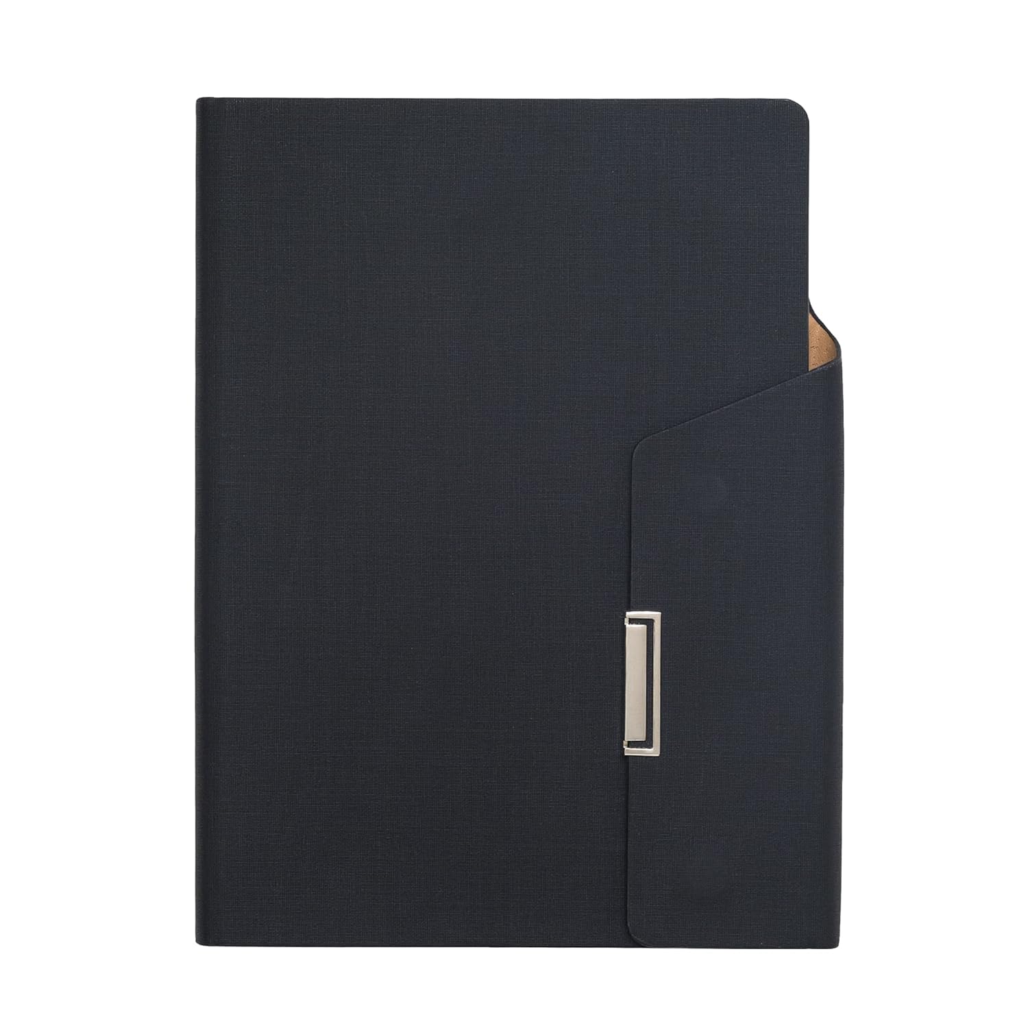 REGAL Signature A-5 PU Leather Business Notebook Diary Journal, Magnetic Flap Closure with sleek metal accessory,192 pages, 80 gsm (Classic Black)
